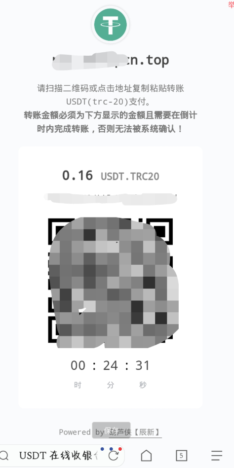 一款适用于彩虹易支付的 USDT（TRC20）收款插件