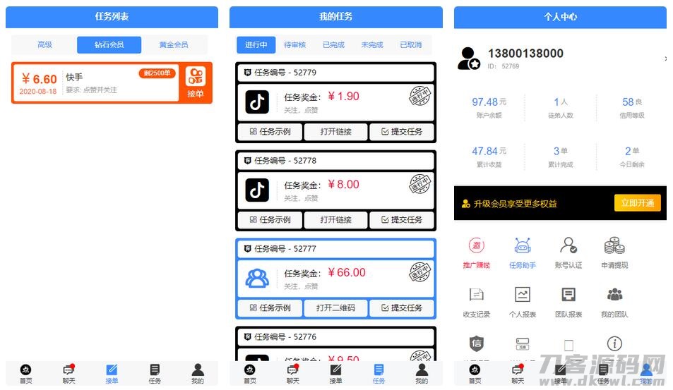 【抖音快手点赞系统】全新蓝色UI+完整后台-专业网站源码、源码下载、源码交易、php源码服务平台-游侠网