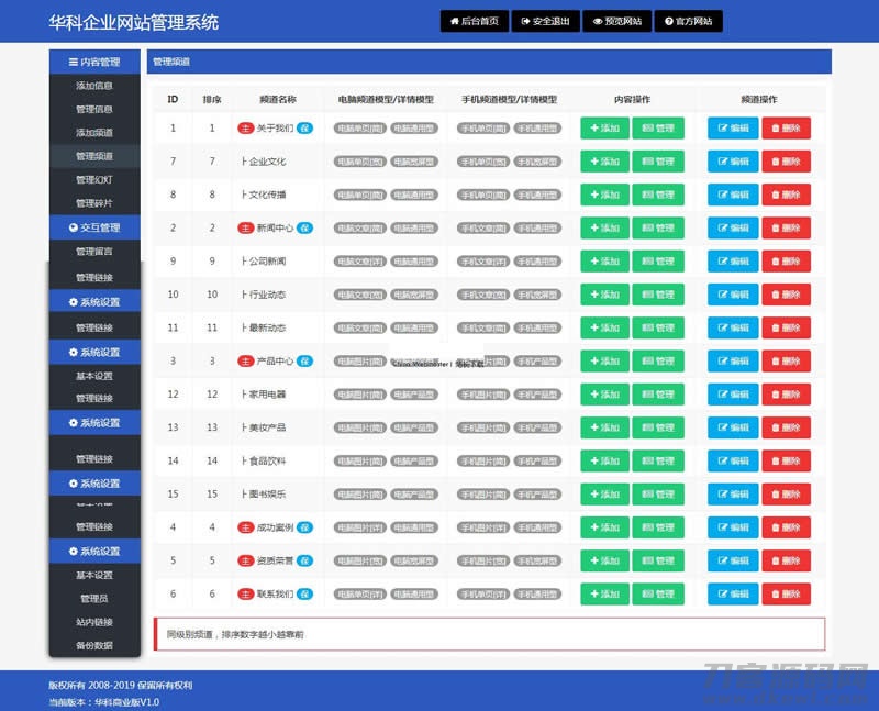 华科网络内容管理系统 v5.6 手机 PC-专业网站源码、源码下载、源码交易、php源码服务平台-游侠网