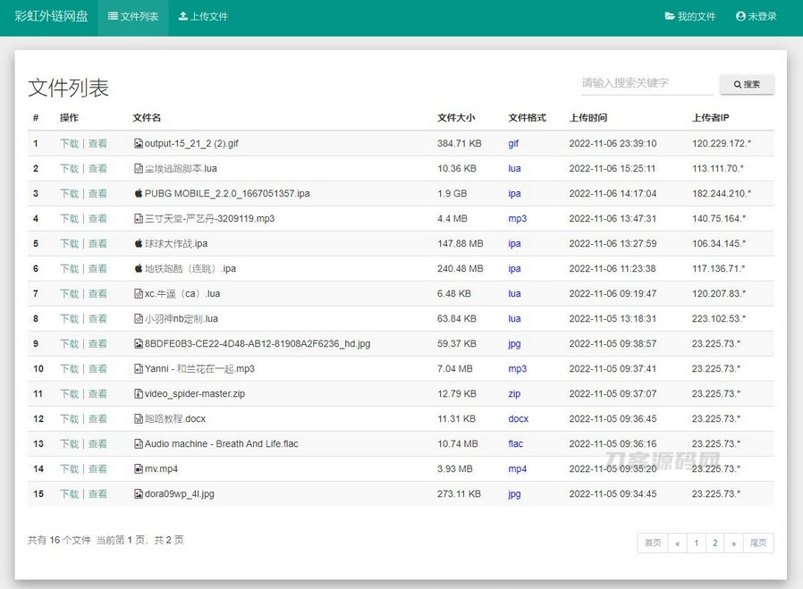 彩虹外链网盘V5.3新增用户系统与分块上传-专业网站源码、源码下载、源码交易、php源码服务平台-游侠网