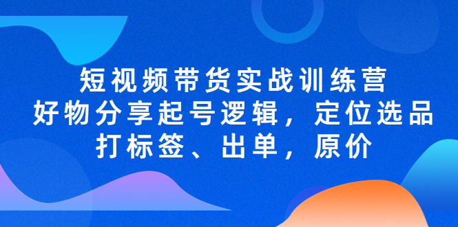 短视频带货实战训练营，好物分享起号逻辑，定位选品打标签、出单，原价-专业网站源码、源码下载、源码交易、php源码服务平台-游侠网