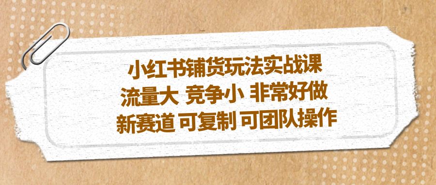 小红书铺货玩法实战课，流量大 竞争小 非常好做 新赛道 可复制 可团队操作-专业网站源码、源码下载、源码交易、php源码服务平台-游侠网