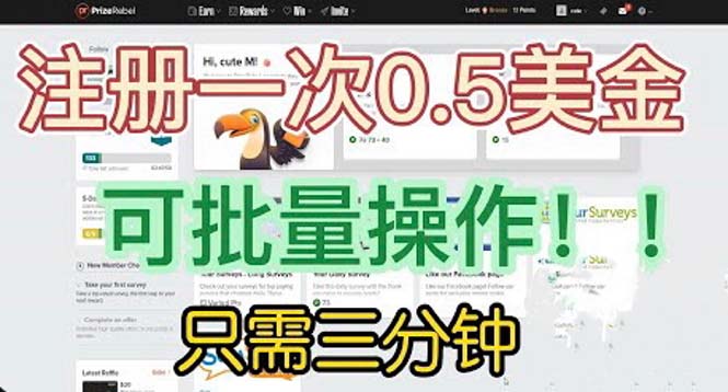 国外项目注册一次0.5美金 只需三分钟无脑操作 可批量放大 小白工作室福利-专业网站源码、源码下载、源码交易、php源码服务平台-游侠网