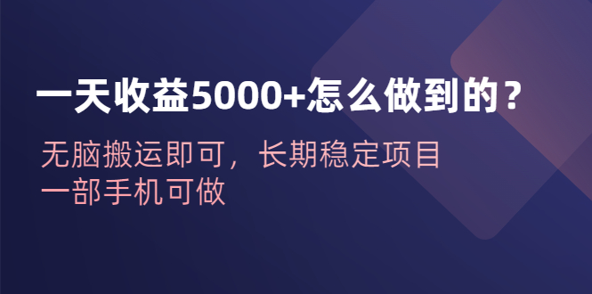 一天收益5000+怎么做到的？无脑搬运即可，长期稳定项目，一部手机可做-专业网站源码、源码下载、源码交易、php源码服务平台-游侠网