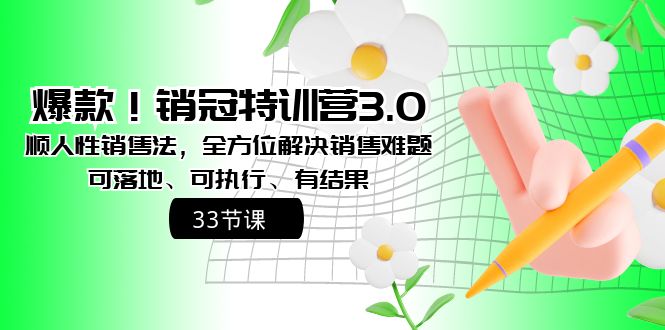 爆款！销冠特训营3.0之顺人性销售法，全方位解决销售难题、可落地-专业网站源码、源码下载、源码交易、php源码服务平台-游侠网