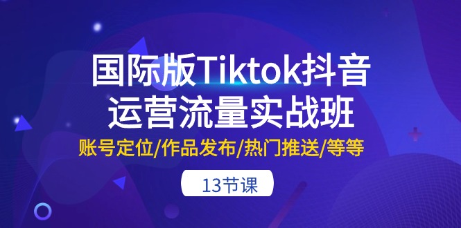 （10712期）国际版Tiktok抖音运营流量实战班：账号定位/作品发布/热门推送/等等-13节-专业网站源码、源码下载、源码交易、php源码服务平台-游侠网