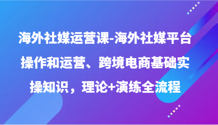 海外社媒运营课-海外社媒平台操作和运营、跨境电商基础实操知识，理论+演练全流程-专业网站源码、源码下载、源码交易、php源码服务平台-游侠网