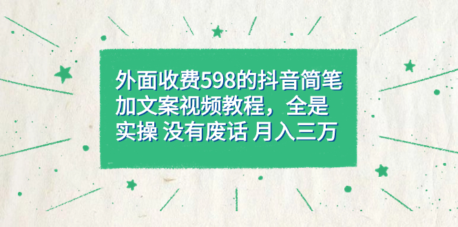 外面收费598抖音简笔加文案教程，全是实操 没有废话 月入三万（教程+资料）-专业网站源码、源码下载、源码交易、php源码服务平台-游侠网