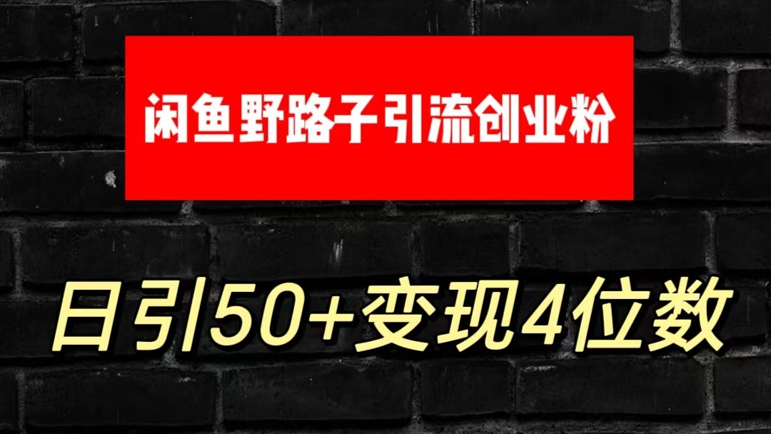 大眼闲鱼野路子引流创业粉，日引50+单日变现四位数-专业网站源码、源码下载、源码交易、php源码服务平台-游侠网