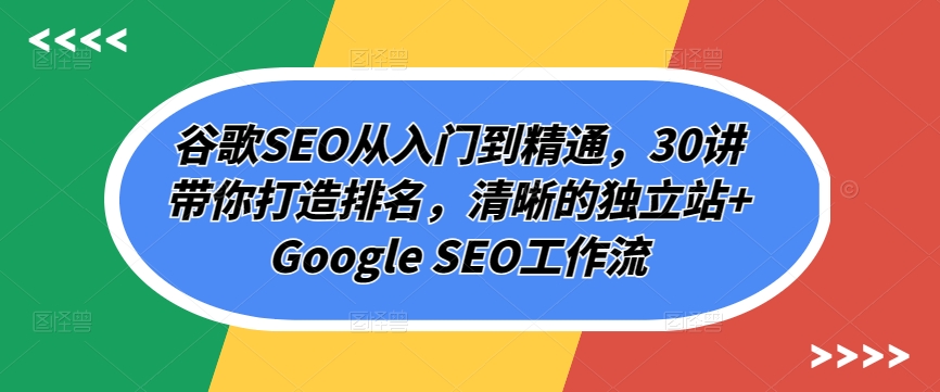 谷歌SEO从入门到精通，30讲带你打造排名，清晰的独立站+Google SEO工作流-专业网站源码、源码下载、源码交易、php源码服务平台-游侠网