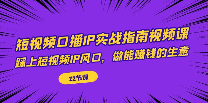 短视频口播IP实战指南视频课，踩上短视频IP风口，做能赚钱的生意（22节课）-专业网站源码、源码下载、源码交易、php源码服务平台-游侠网