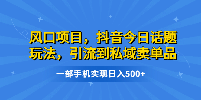 风口项目，抖音今日话题玩法，引流到私域卖单品，一部手机实现日入500+-专业网站源码、源码下载、源码交易、php源码服务平台-游侠网