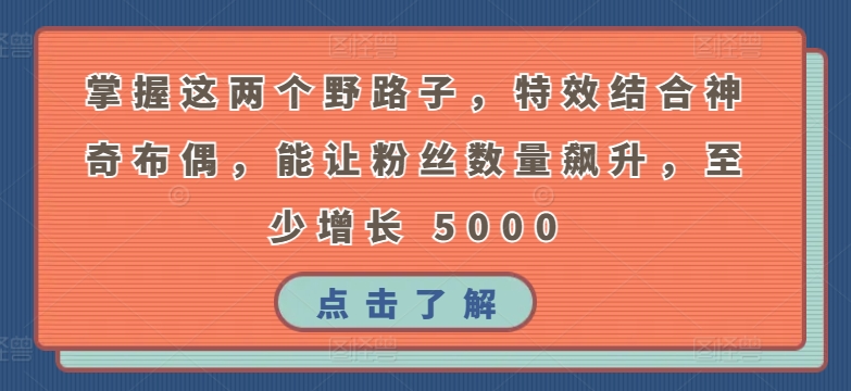 掌握这两个野路子，特效结合神奇布偶，能让粉丝数量飙升，至少增长 5000-专业网站源码、源码下载、源码交易、php源码服务平台-游侠网