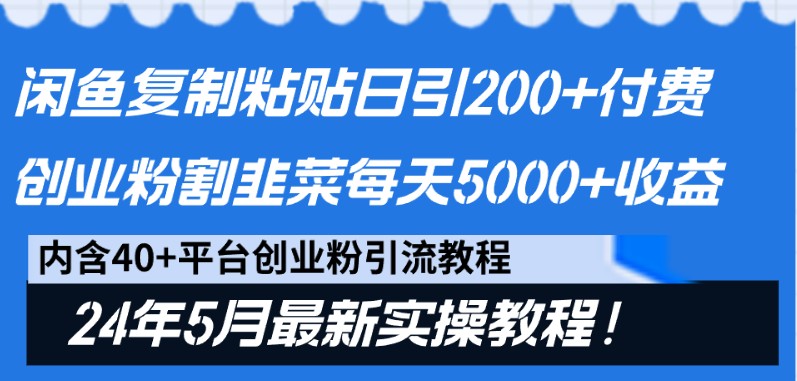 闲鱼复制粘贴日引200+付费创业粉，24年5月最新方法！割韭菜日稳定5000+收益-专业网站源码、源码下载、源码交易、php源码服务平台-游侠网