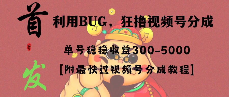 全网独家首发，视频号BUG，超短期项目，单号每日净收益300-5000！-专业网站源码、源码下载、源码交易、php源码服务平台-游侠网