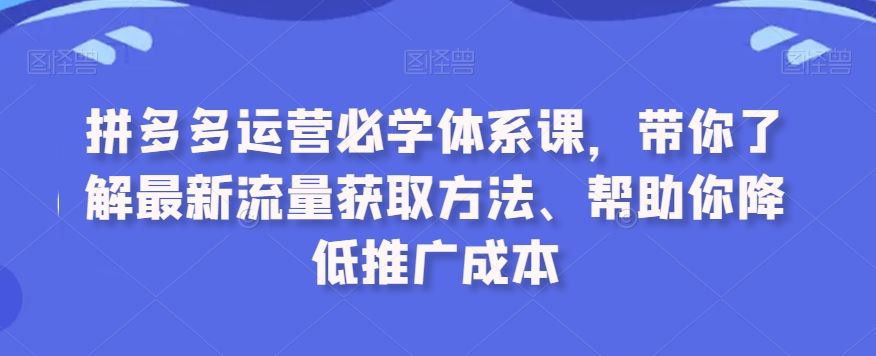 拼多多运营必学体系课，带你了解最新流量获取方法、帮助你降低推广成本-专业网站源码、源码下载、源码交易、php源码服务平台-游侠网