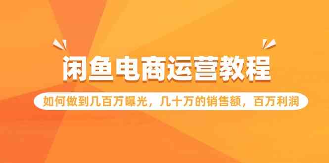 （9560期）闲鱼电商运营教程：如何做到几百万曝光，几十万的销售额，百万利润-专业网站源码、源码下载、源码交易、php源码服务平台-游侠网