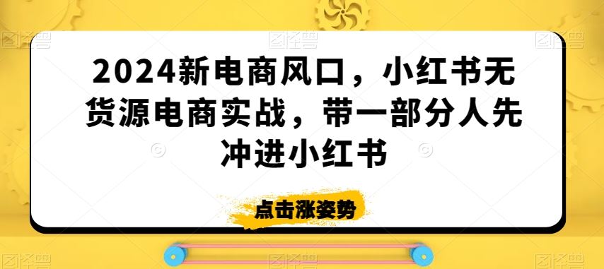 2024新电商风口，小红书无货源电商实战，带一部分人先冲进小红书-专业网站源码、源码下载、源码交易、php源码服务平台-游侠网