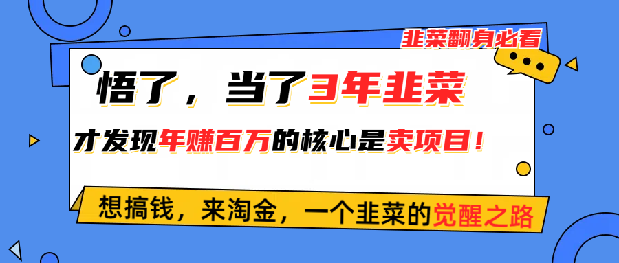 （10759期）悟了，当了3年韭菜，才发现网赚圈年赚100万的核心是卖项目，含泪分享！-专业网站源码、源码下载、源码交易、php源码服务平台-游侠网