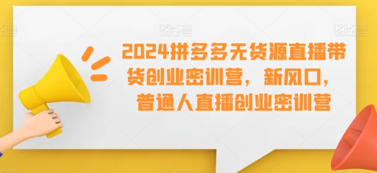 2024拼多多无货源直播带货创业密训营，新风口，普通人直播创业密训营-专业网站源码、源码下载、源码交易、php源码服务平台-游侠网