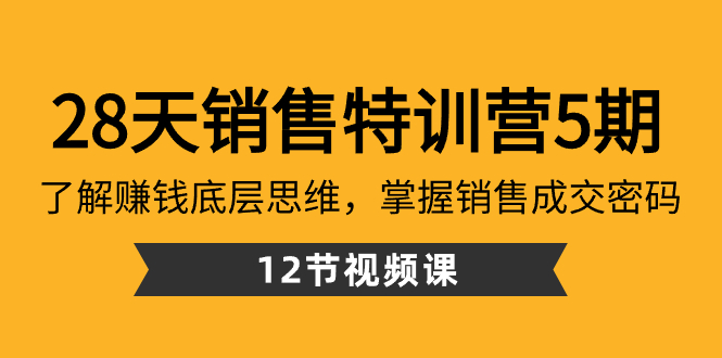 28天·销售特训营5期：了解赚钱底层思维，掌握销售成交密码（12节课）-专业网站源码、源码下载、源码交易、php源码服务平台-游侠网