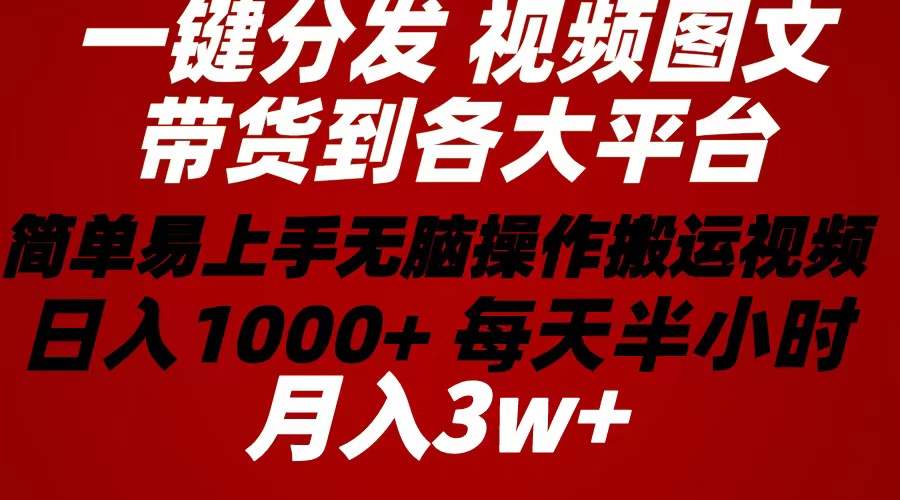 （10667期）2024年 一键分发带货图文视频  简单易上手 无脑赚收益 每天半小时日入1…-专业网站源码、源码下载、源码交易、php源码服务平台-游侠网