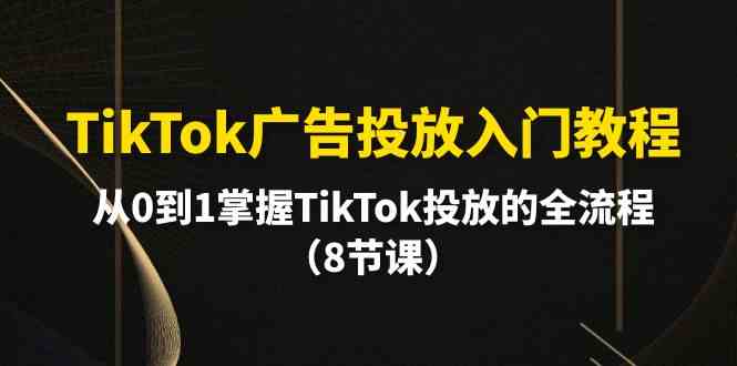 （10085期）TikTok广告投放入门教程，从0到1掌握TikTok投放的全流程（8节课）-游侠网