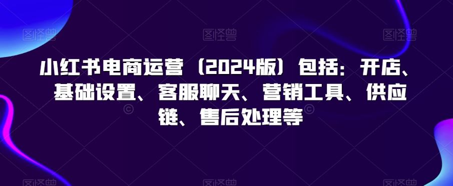 小红书电商运营（2024版）包括：开店、基础设置、客服聊天、营销工具、供应链、售后处理等-专业网站源码、源码下载、源码交易、php源码服务平台-游侠网