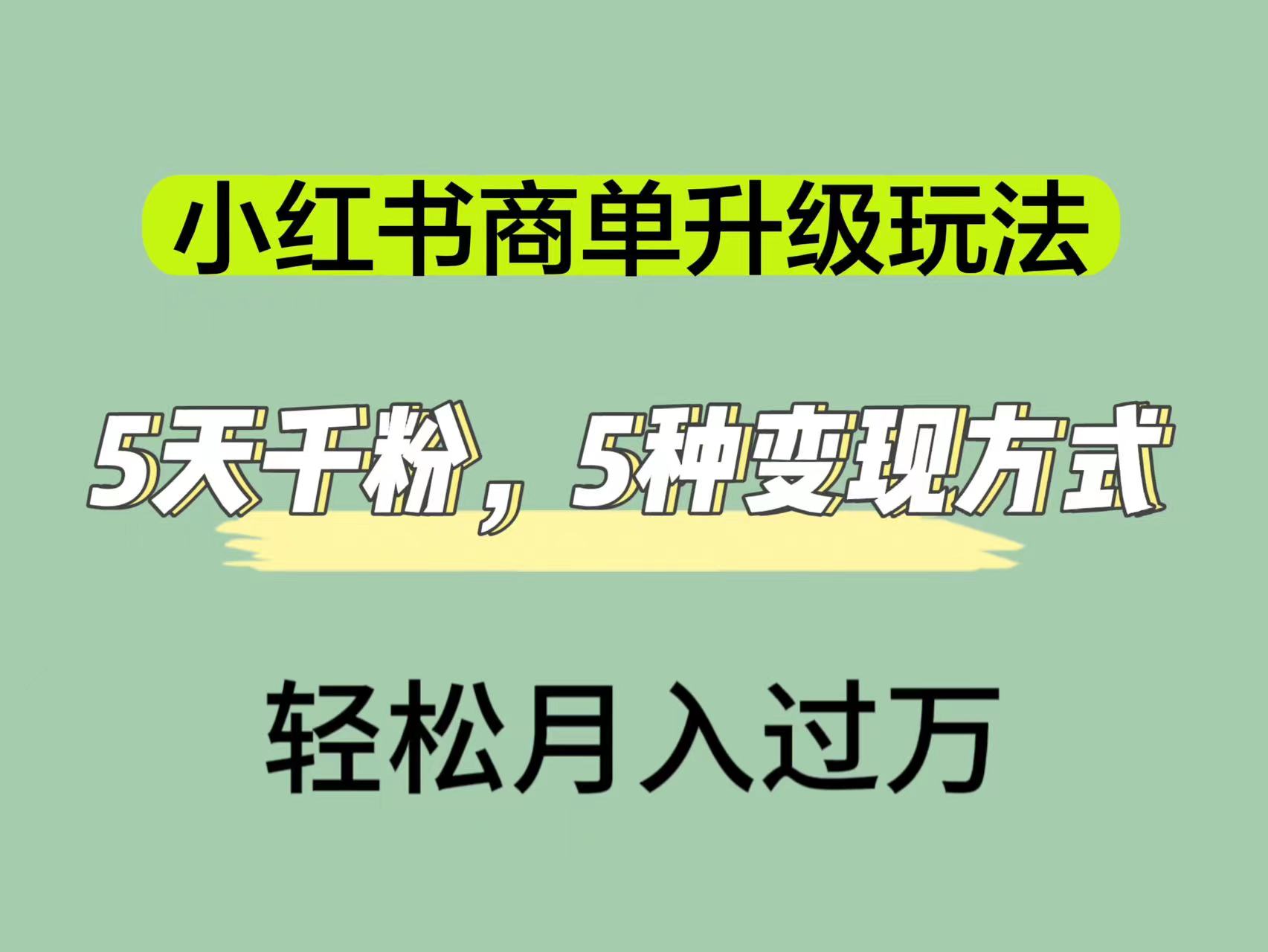 小红书商单升级玩法，5天千粉，5种变现渠道，轻松月入1万+-专业网站源码、源码下载、源码交易、php源码服务平台-游侠网