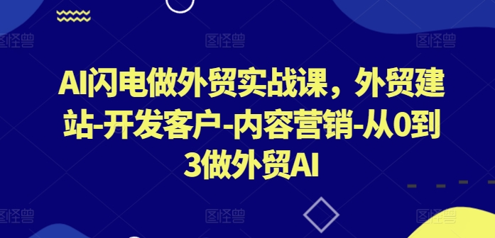 AI闪电做外贸实战课，​外贸建站-开发客户-内容营销-从0到3做外贸AI-专业网站源码、源码下载、源码交易、php源码服务平台-游侠网