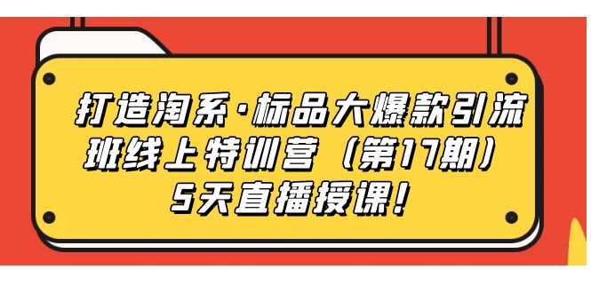 打造淘系·标品大爆款引流班线上特训营（第17期）5天直播授课！-专业网站源码、源码下载、源码交易、php源码服务平台-游侠网