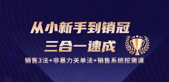 从小新手到销冠 三合一速成：销售3法+非暴力关单法+销售系统挖需课 (27节)-专业网站源码、源码下载、源码交易、php源码服务平台-游侠网