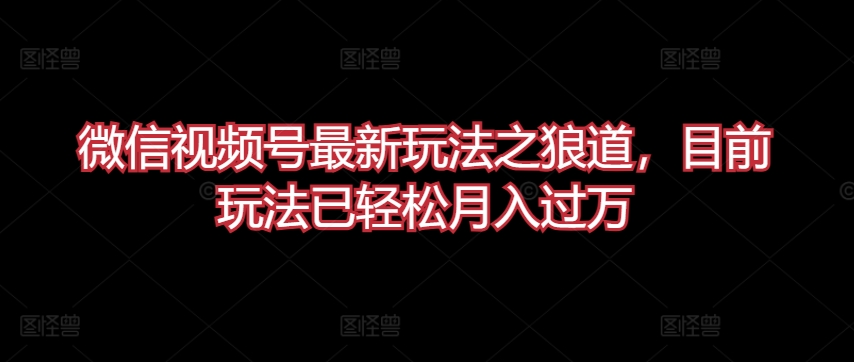 微信视频号最新玩法之狼道，目前玩法已轻松月入过万-专业网站源码、源码下载、源码交易、php源码服务平台-游侠网