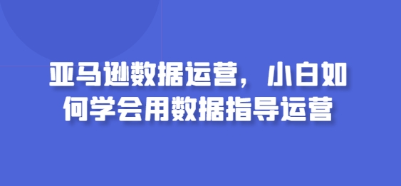 亚马逊数据运营，小白如何学会用数据指导运营-专业网站源码、源码下载、源码交易、php源码服务平台-游侠网