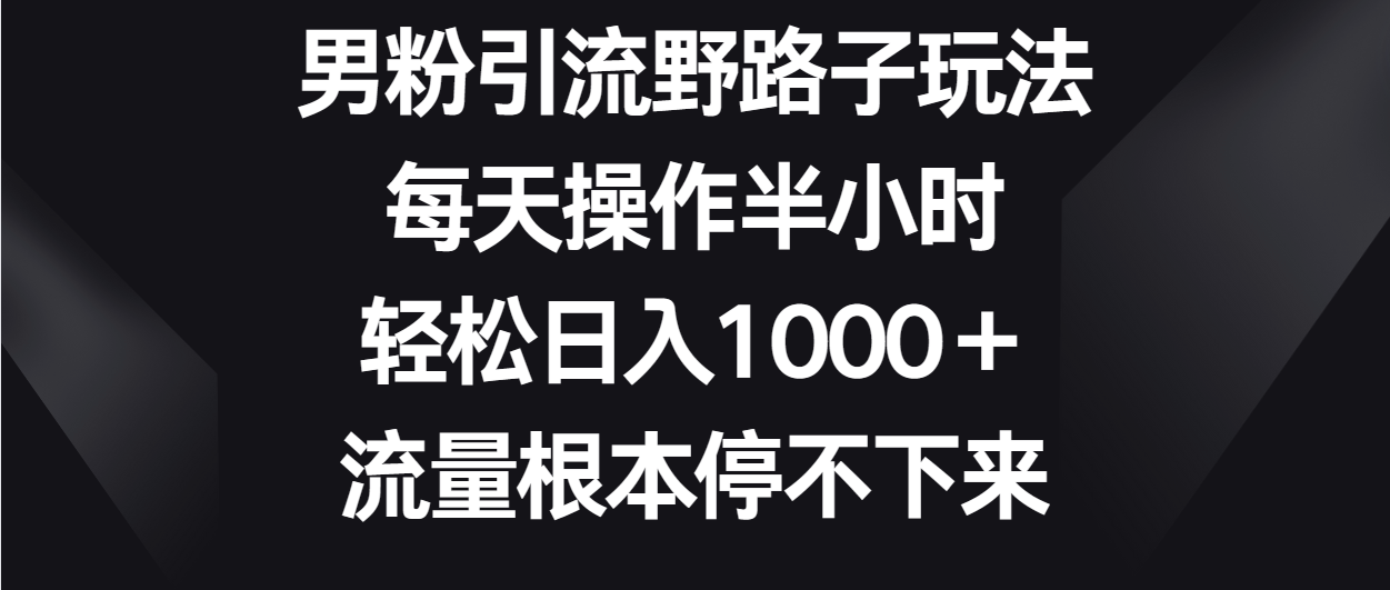 男粉引流野路子玩法，每天操作半小时轻松日入1000＋，流量根本停不下来-专业网站源码、源码下载、源码交易、php源码服务平台-游侠网