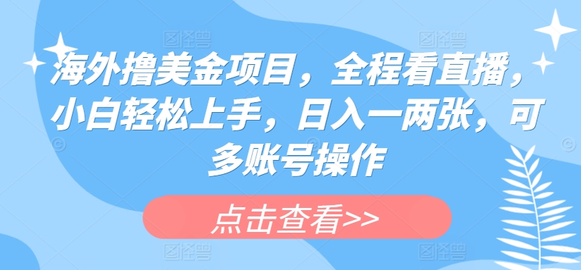 海外撸美金项目，全程看直播，小白轻松上手，日入一两张，可多账号操作-专业网站源码、源码下载、源码交易、php源码服务平台-游侠网