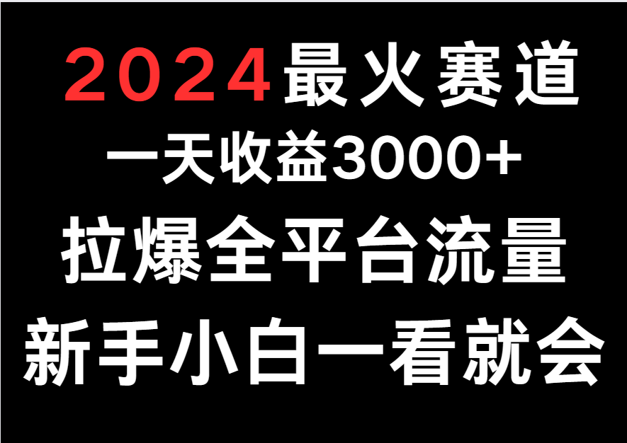 2024最火赛道，一天收一3000+.拉爆全平台流量，新手小白一看就会-专业网站源码、源码下载、源码交易、php源码服务平台-游侠网