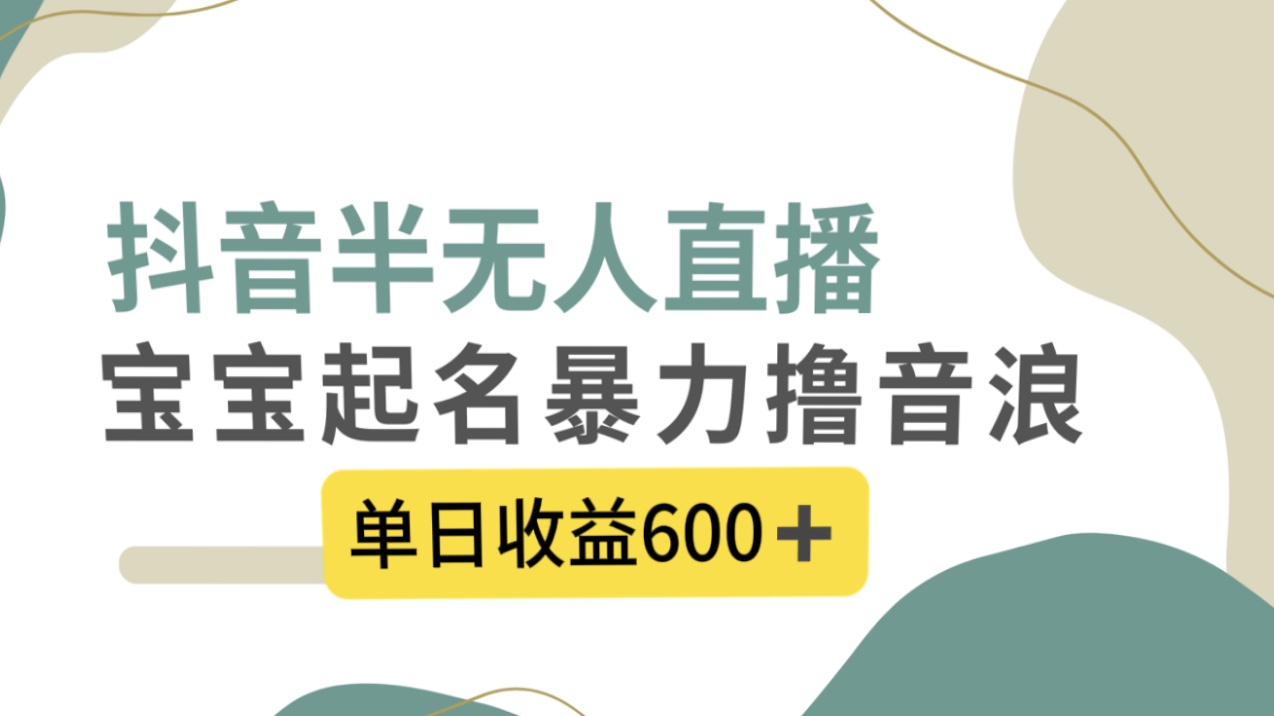 抖音半无人直播，宝宝起名，暴力撸音浪，单日收益600+-游侠网