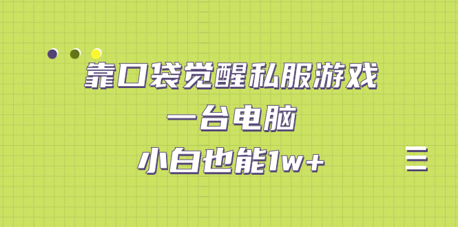 靠口袋觉醒私服游戏，一台电脑，小白也能1w+（教程+工具+资料）-专业网站源码、源码下载、源码交易、php源码服务平台-游侠网