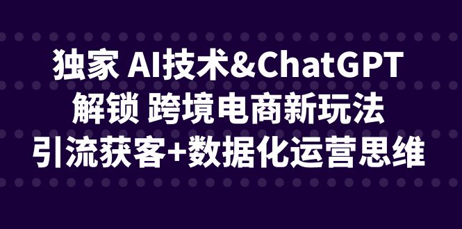 独家 AI技术&ChatGPT解锁 跨境电商新玩法，引流获客+数据化运营思维-专业网站源码、源码下载、源码交易、php源码服务平台-游侠网