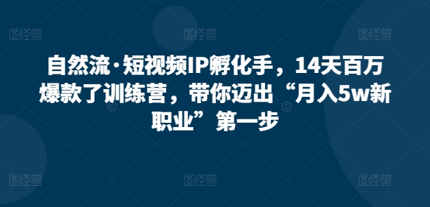 自然流·短视频IP孵化手，14天百万爆款了训练营，带你迈出“月入5w新职业”第一步-专业网站源码、源码下载、源码交易、php源码服务平台-游侠网