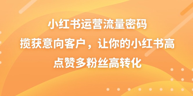 小红书运营流量密码，揽获意向客户，让你的小红书高点赞多粉丝高转化-游侠网