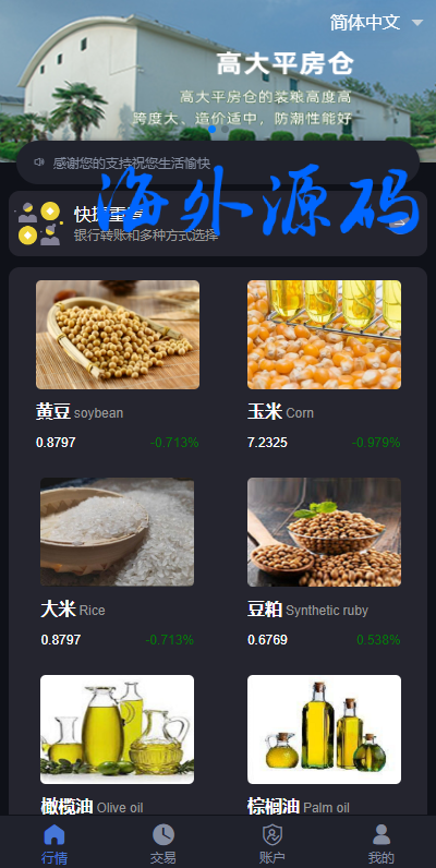 二开版微交易系统/粮食微盘系统/双语言微盘-专业网站源码、源码下载、源码交易、php源码服务平台-游侠网