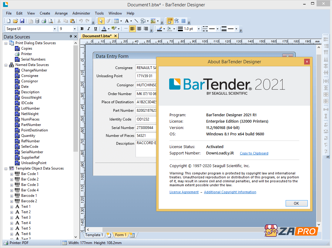 条码标签打印软件 BarTender Designer 2021 R1 Enterprise v11.2 企业自动化版-专业网站源码、源码下载、源码交易、php源码服务平台-游侠网