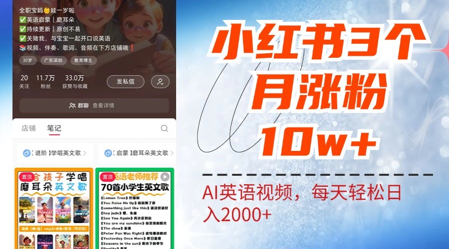 小红书三个月涨粉10W，AI英语视频0成本制作，每天轻松日入2000+-专业网站源码、源码下载、源码交易、php源码服务平台-游侠网