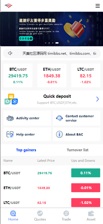 BAC交易所/USDT合约交易/带控制